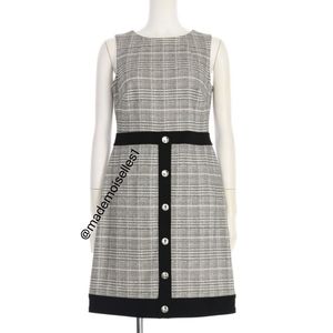 Classic houndstooth Black & Brown Plaid Dress Sz 14
